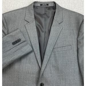 Express Blazer Mens 44R Gray Glenn Plaid Wool Blend Stretch Notch Lapel 2-Button